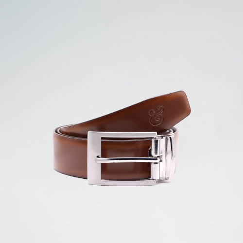 Brown and Black Reversible Leather Belt